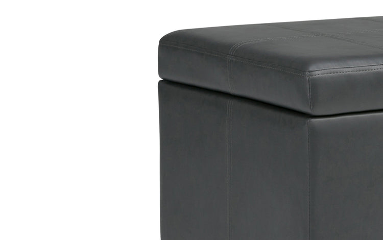Stone Grey Vegan Leather | Amelia Storage Ottoman Bench