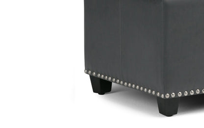 Stone Grey Vegan Leather | Amelia Storage Ottoman Bench