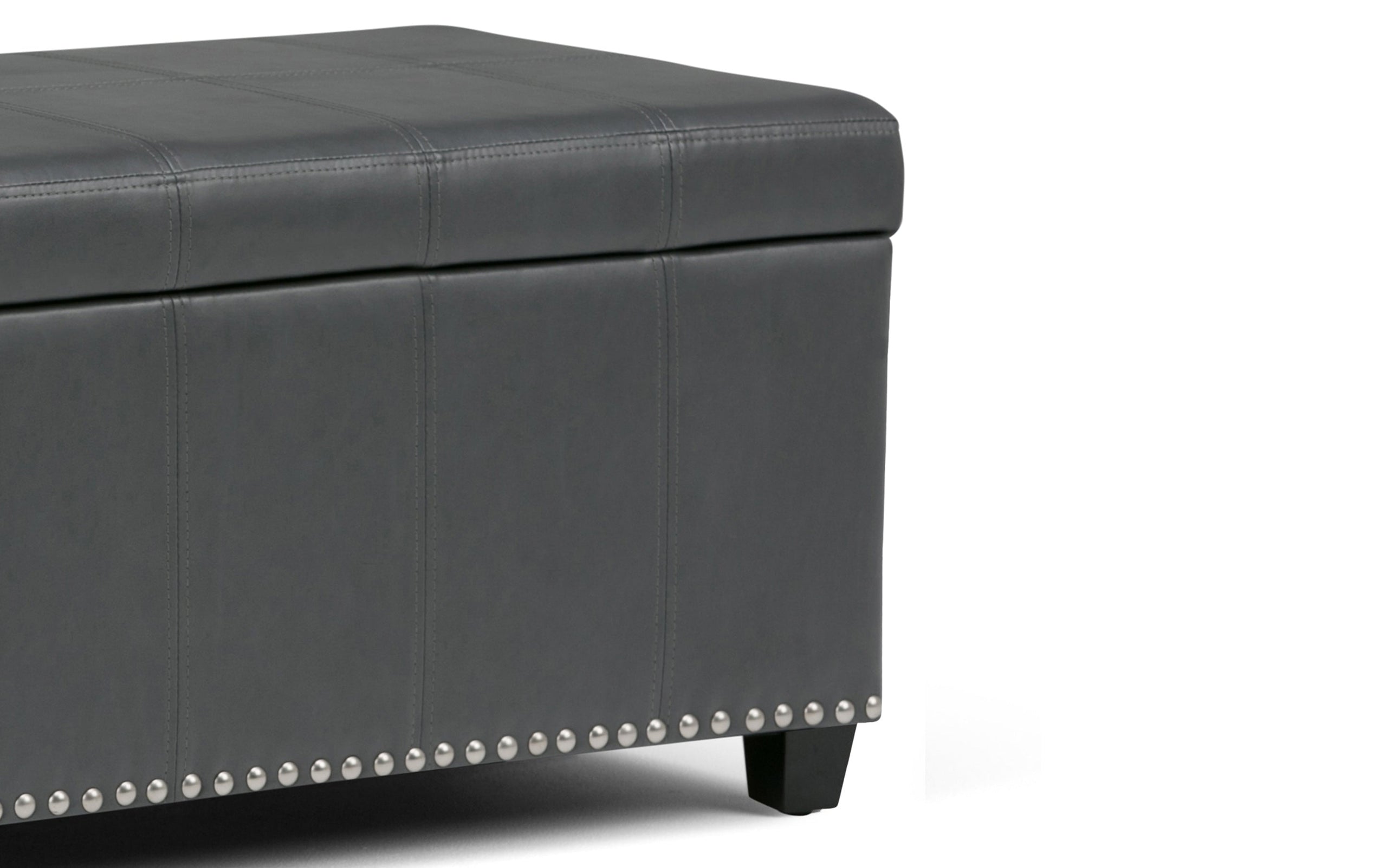 Stone Grey Vegan Leather | Amelia Storage Ottoman Bench
