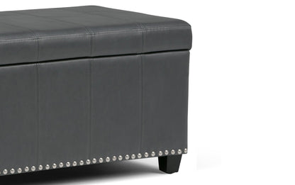 Stone Grey Vegan Leather | Amelia Storage Ottoman Bench