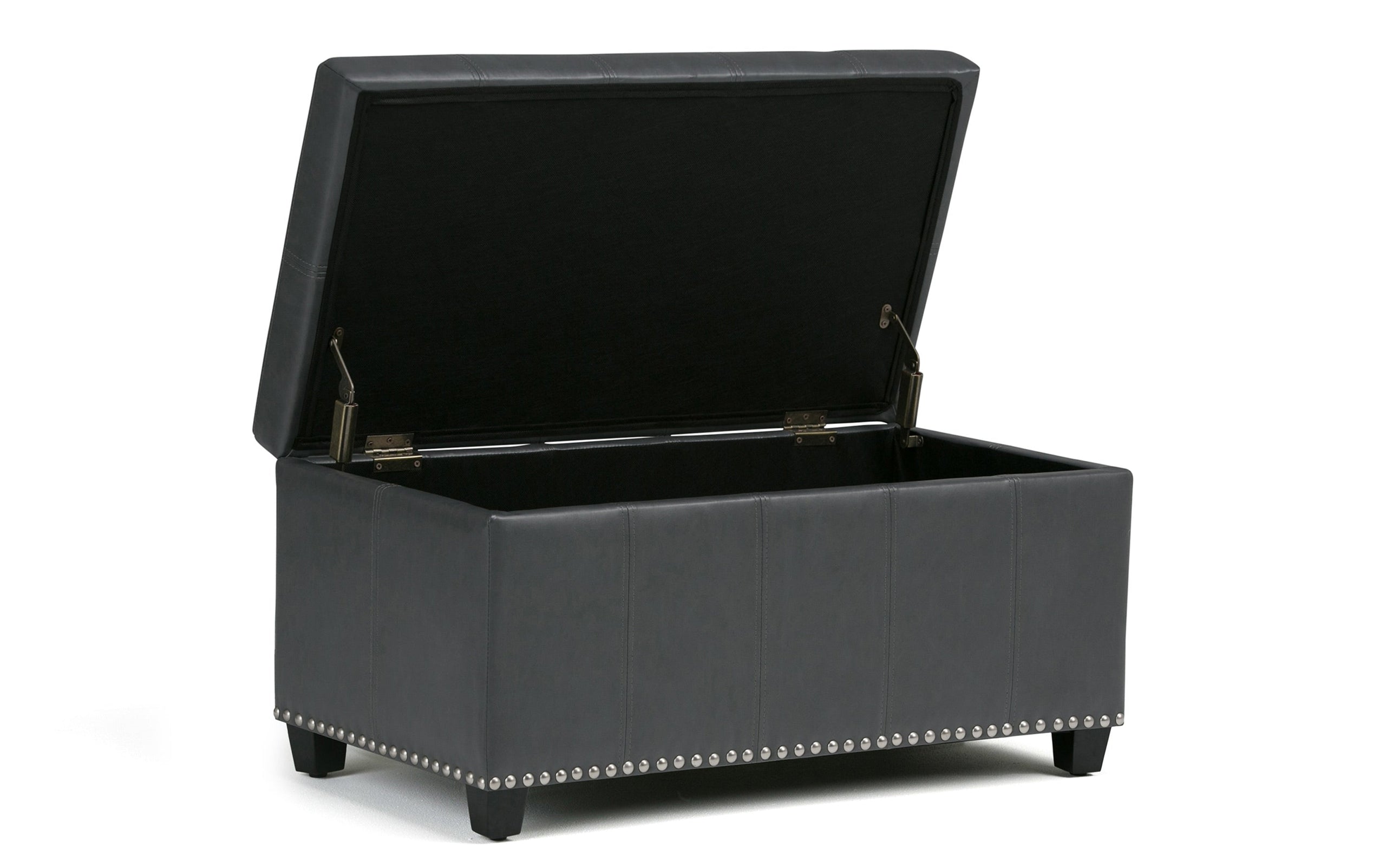 Stone Grey Vegan Leather | Amelia Storage Ottoman Bench