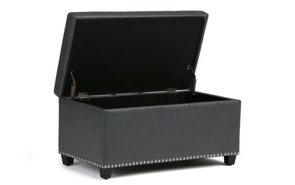 Stone Grey Vegan Leather | Amelia Storage Ottoman Bench