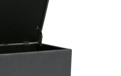 Stone Grey Vegan Leather | Amelia Storage Ottoman Bench