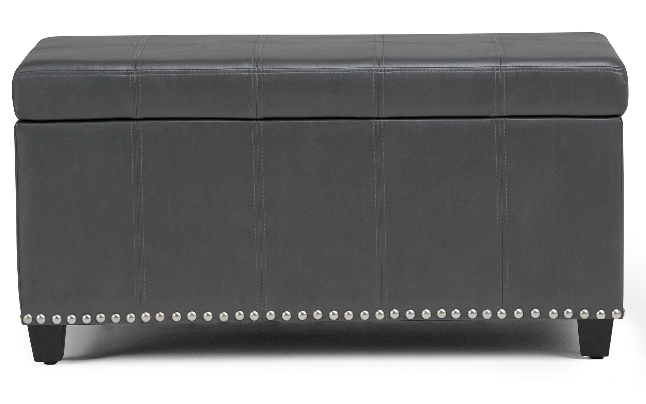 Stone Grey Vegan Leather | Amelia Storage Ottoman Bench