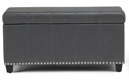 Stone Grey Vegan Leather | Amelia Storage Ottoman Bench