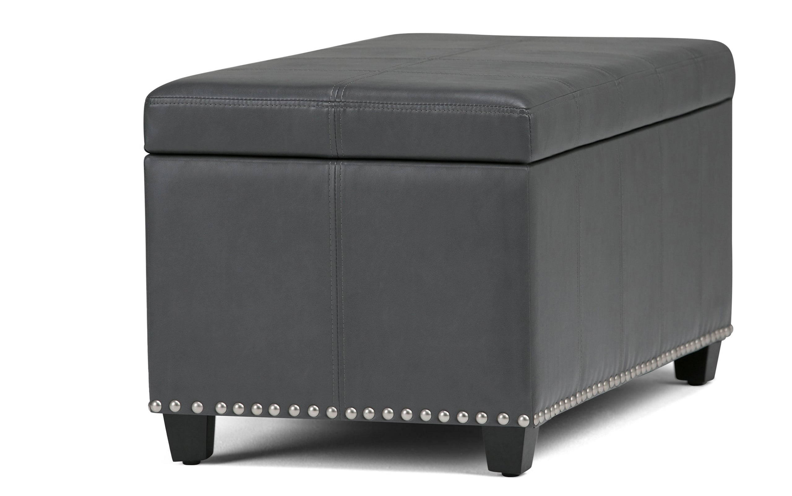 Stone Grey Vegan Leather | Amelia Storage Ottoman Bench