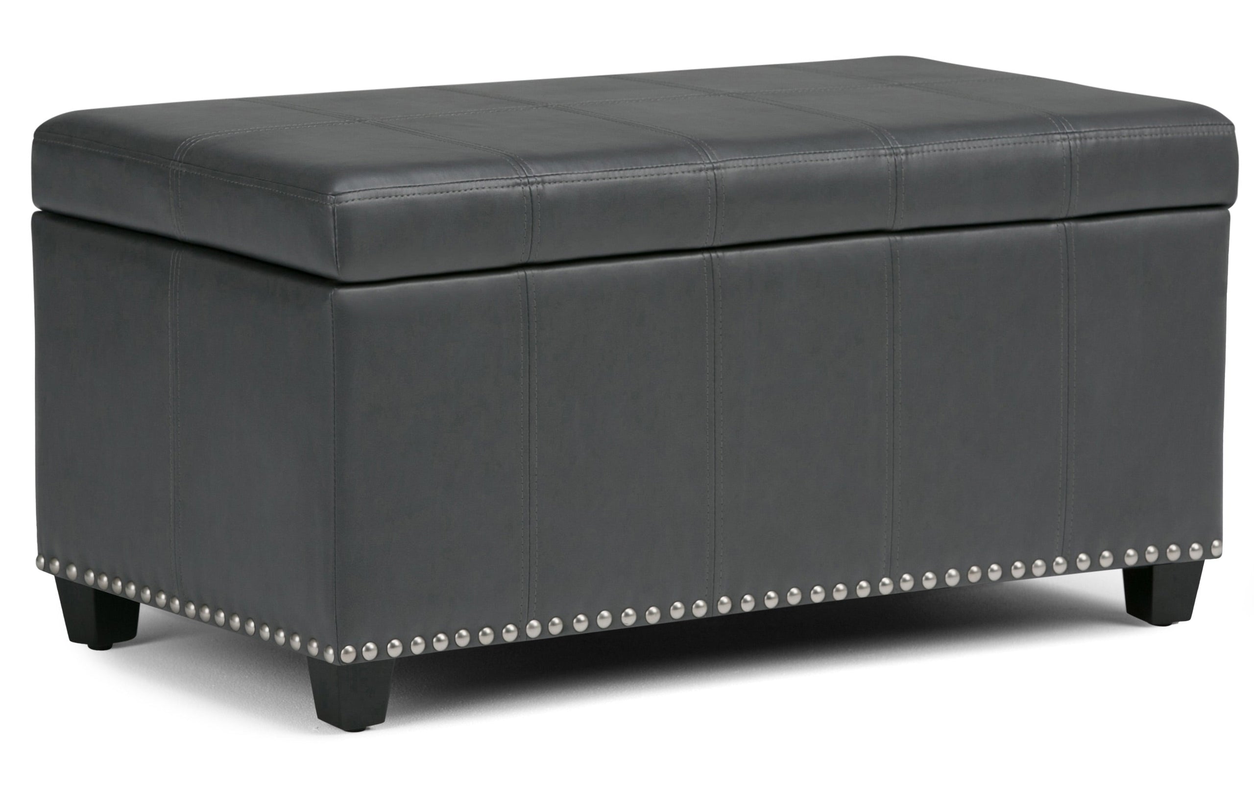 Stone Grey Vegan Leather | Amelia Storage Ottoman Bench