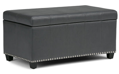 Stone Grey Vegan Leather | Amelia Storage Ottoman Bench