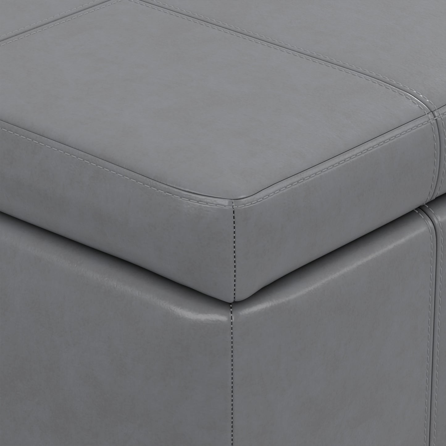 Stone Grey Vegan Leather | Amelia Storage Ottoman Bench