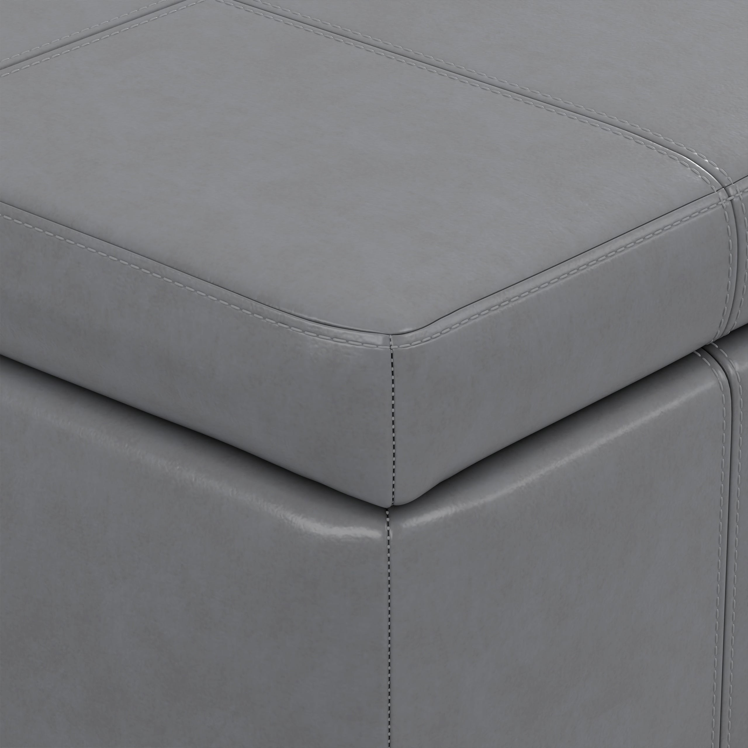 Stone Grey Vegan Leather | Amelia Storage Ottoman Bench