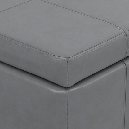 Stone Grey Vegan Leather | Amelia Storage Ottoman Bench