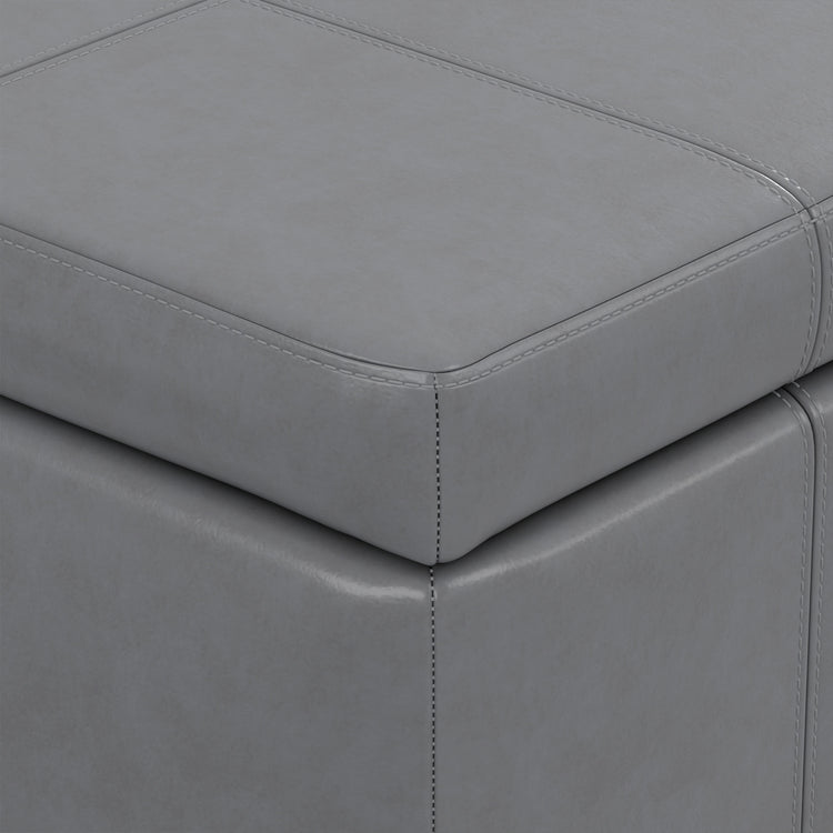 Stone Grey Vegan Leather | Amelia Storage Ottoman Bench