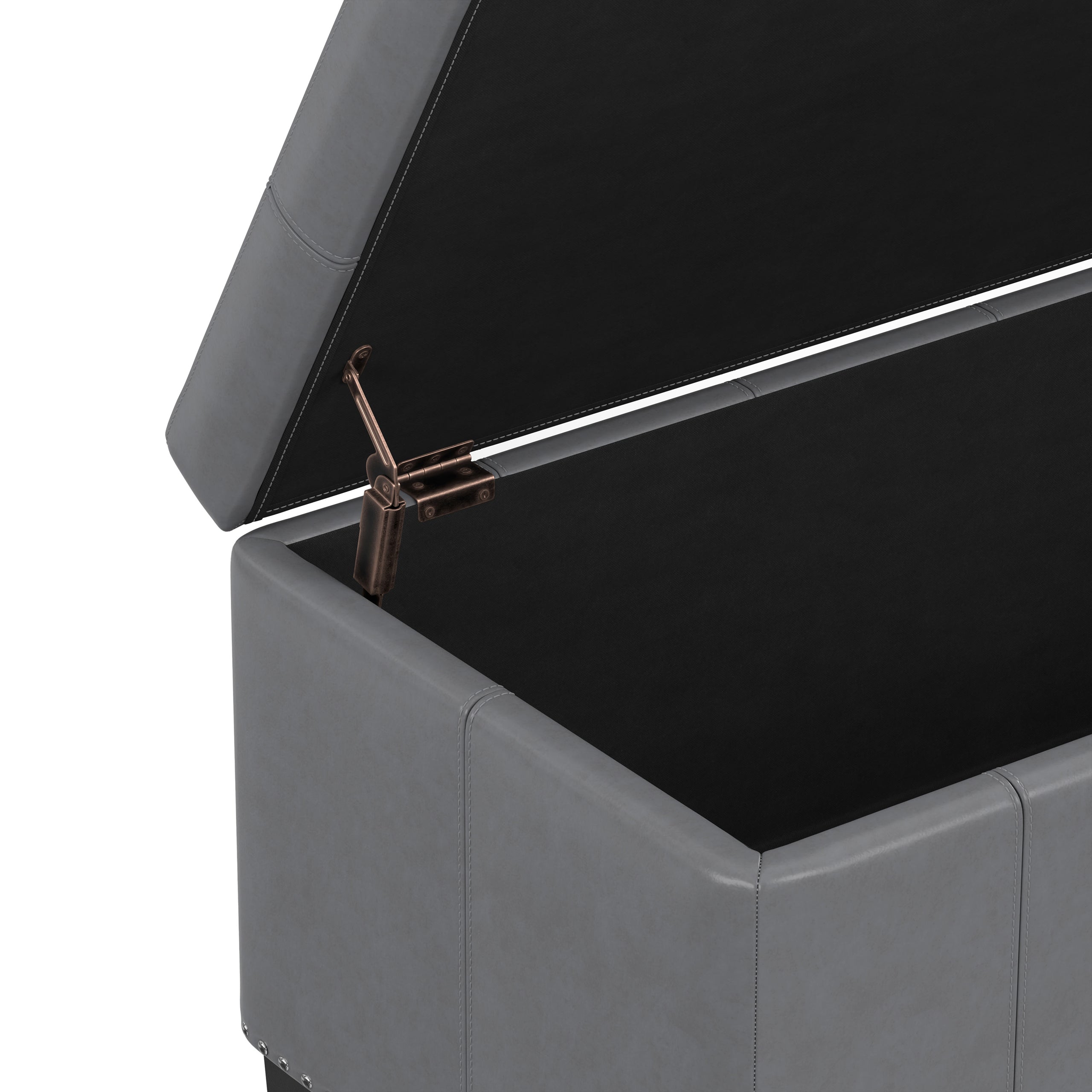 Stone Grey Vegan Leather | Amelia Storage Ottoman Bench