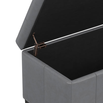 Stone Grey Vegan Leather | Amelia Storage Ottoman Bench