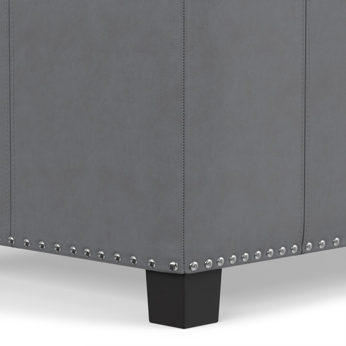 Stone Grey Vegan Leather | Amelia Storage Ottoman Bench