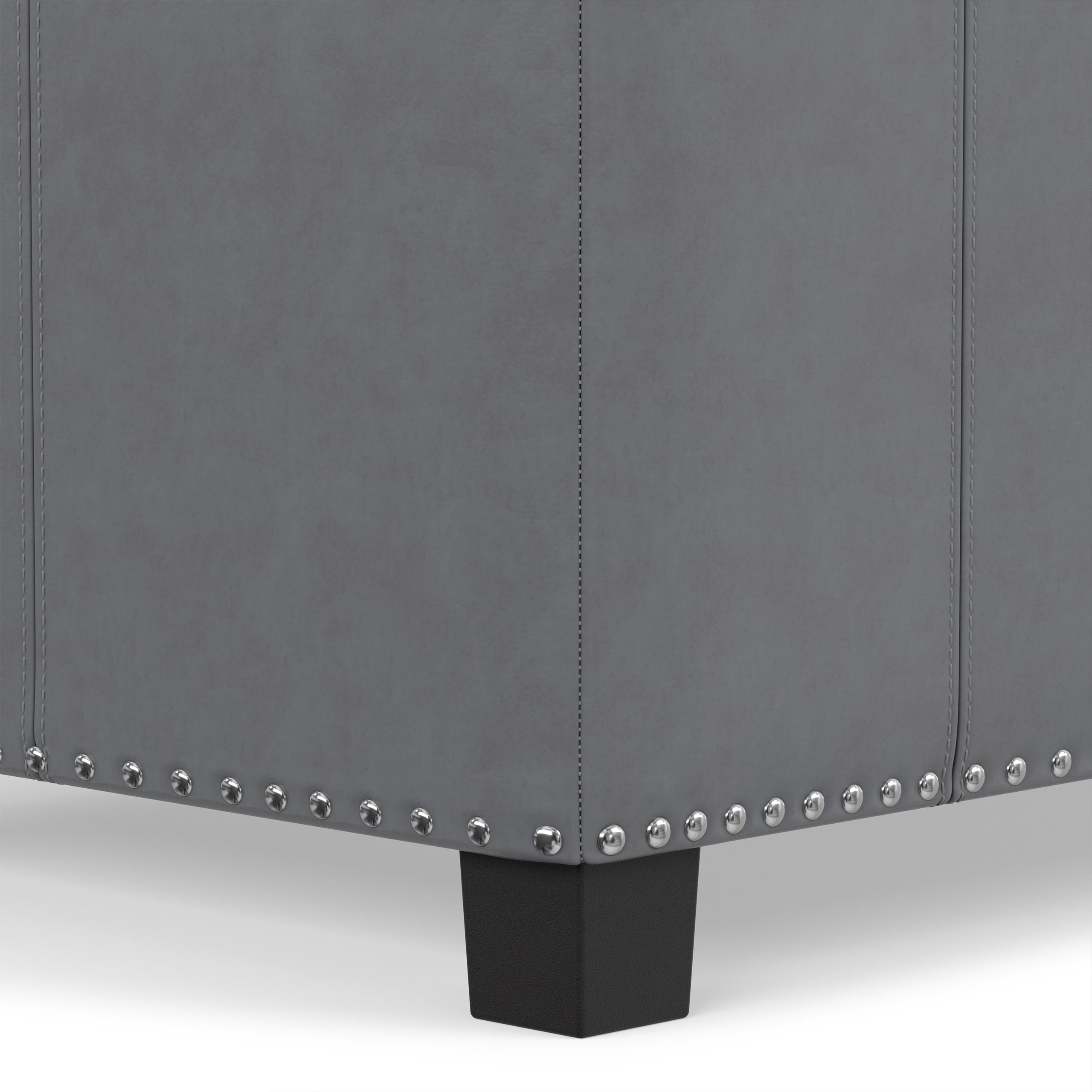 Stone Grey Vegan Leather | Amelia Storage Ottoman Bench