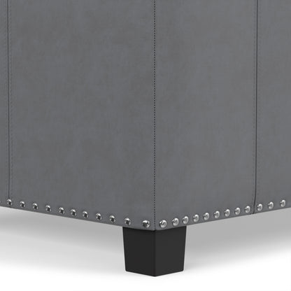 Stone Grey Vegan Leather | Amelia Storage Ottoman Bench