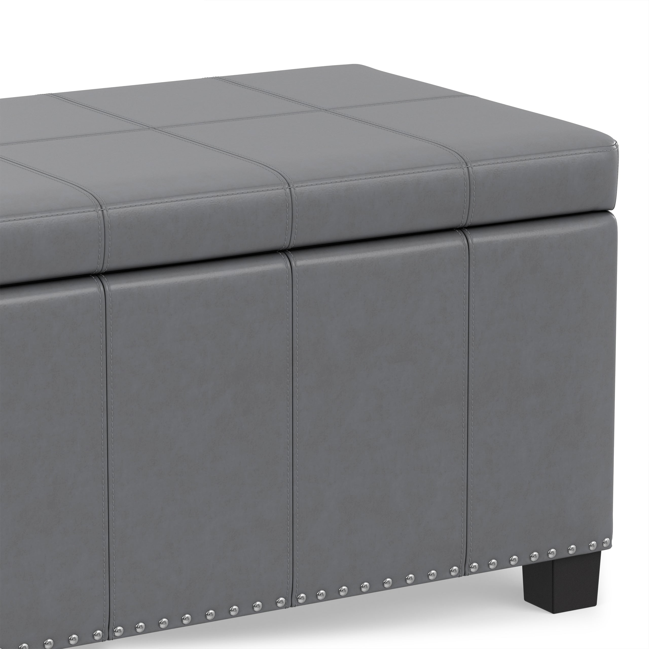 Stone Grey Vegan Leather | Amelia Storage Ottoman Bench
