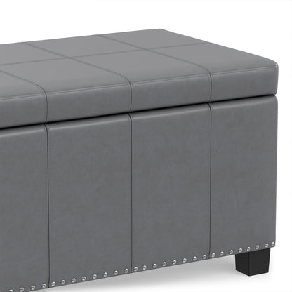 Stone Grey Vegan Leather | Amelia Storage Ottoman Bench