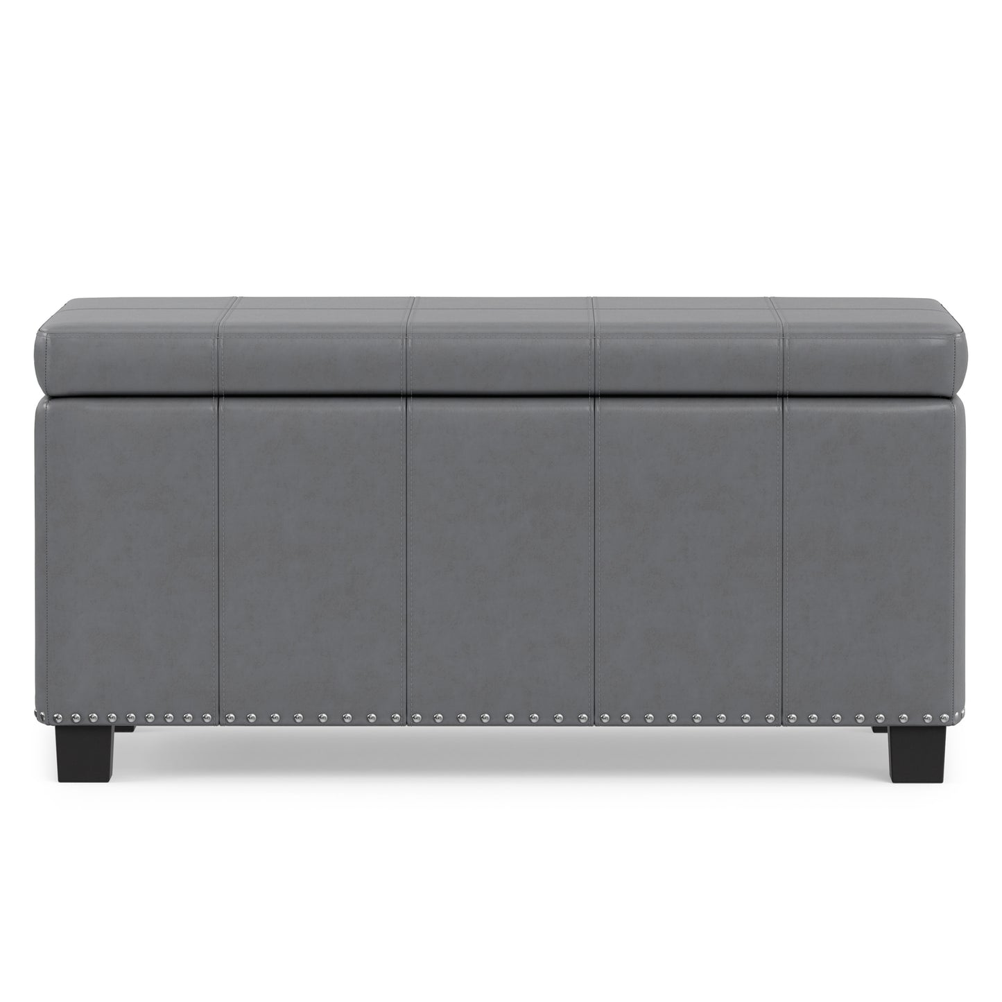 Stone Grey Vegan Leather | Amelia Storage Ottoman Bench