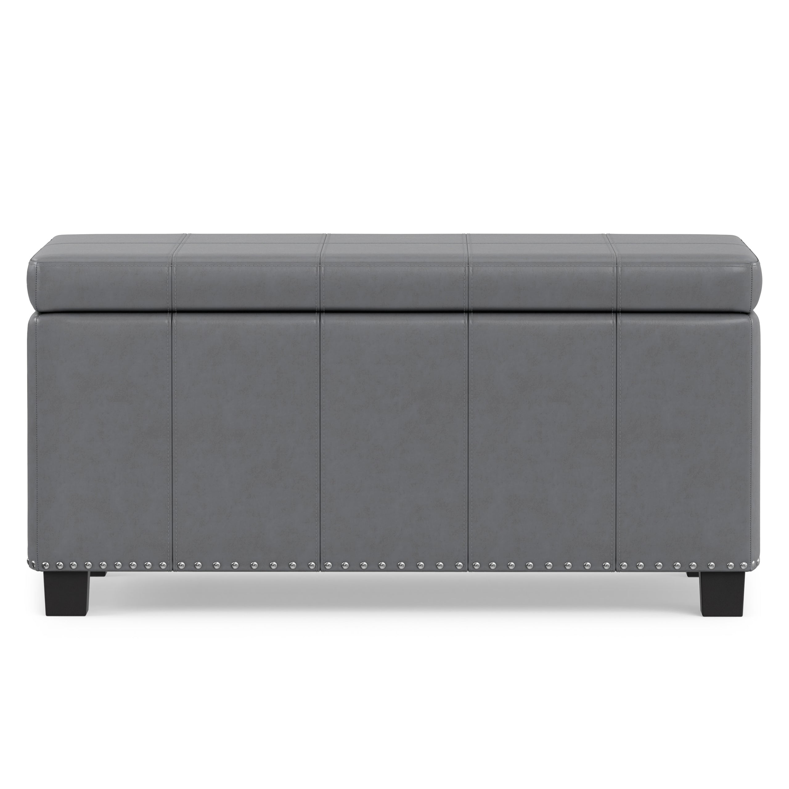 Stone Grey Vegan Leather | Amelia Storage Ottoman Bench