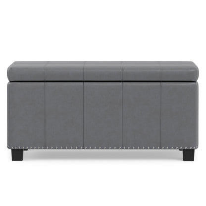 Stone Grey Vegan Leather | Amelia Storage Ottoman Bench