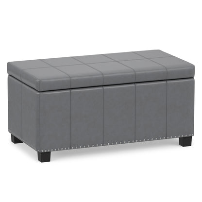 Stone Grey Vegan Leather | Amelia Storage Ottoman Bench