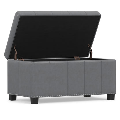 Stone Grey Vegan Leather | Amelia Storage Ottoman Bench