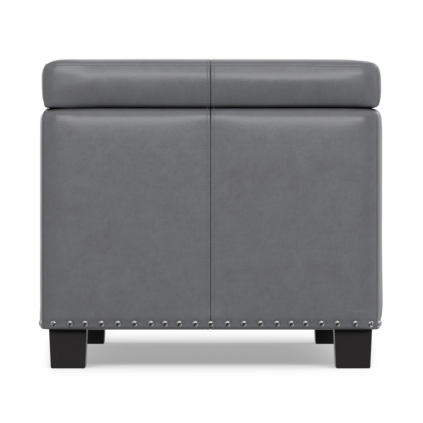 Stone Grey Vegan Leather | Amelia Storage Ottoman Bench