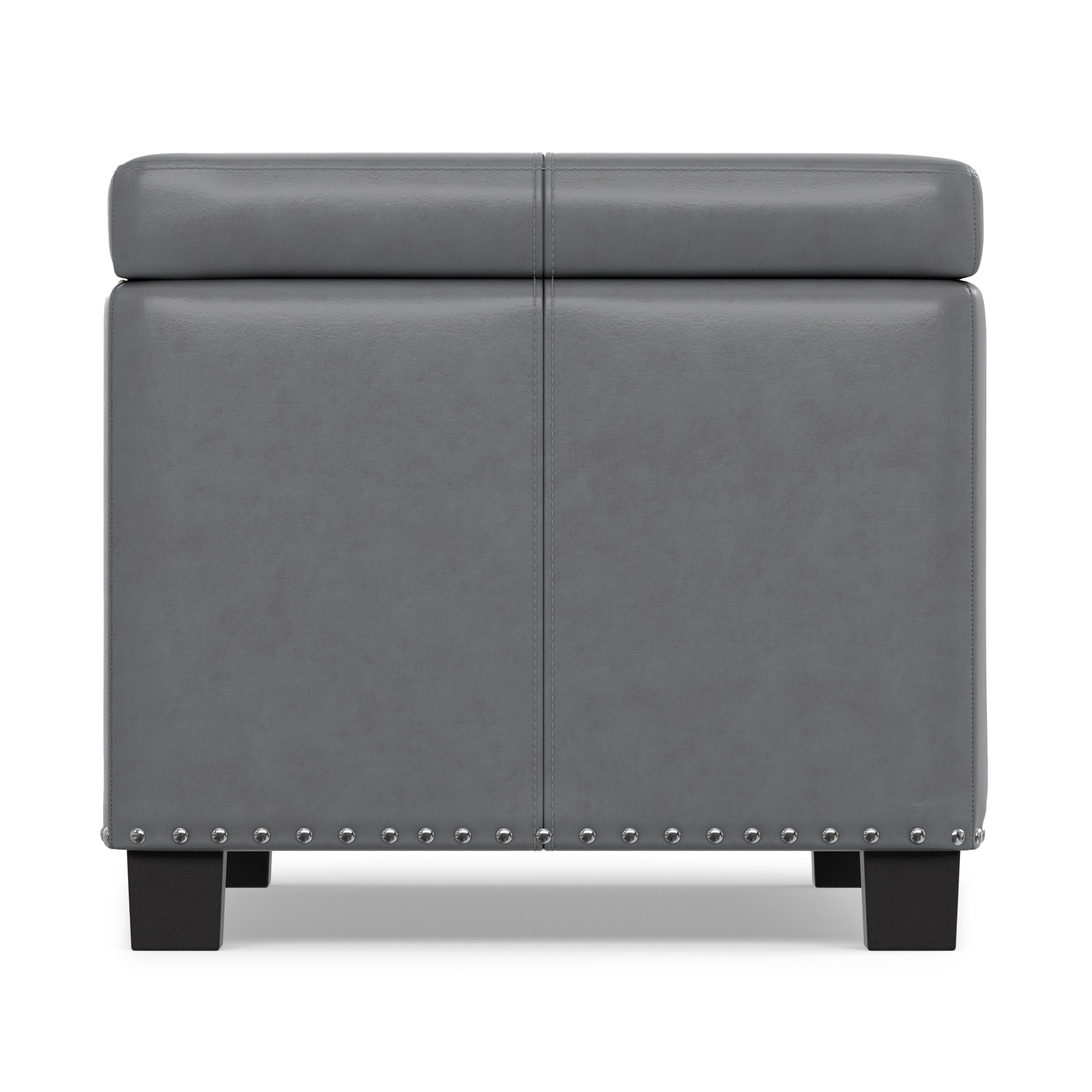 Stone Grey Vegan Leather | Amelia Storage Ottoman Bench