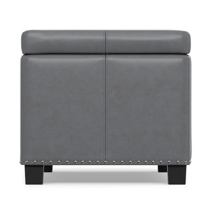 Stone Grey Vegan Leather | Amelia Storage Ottoman Bench