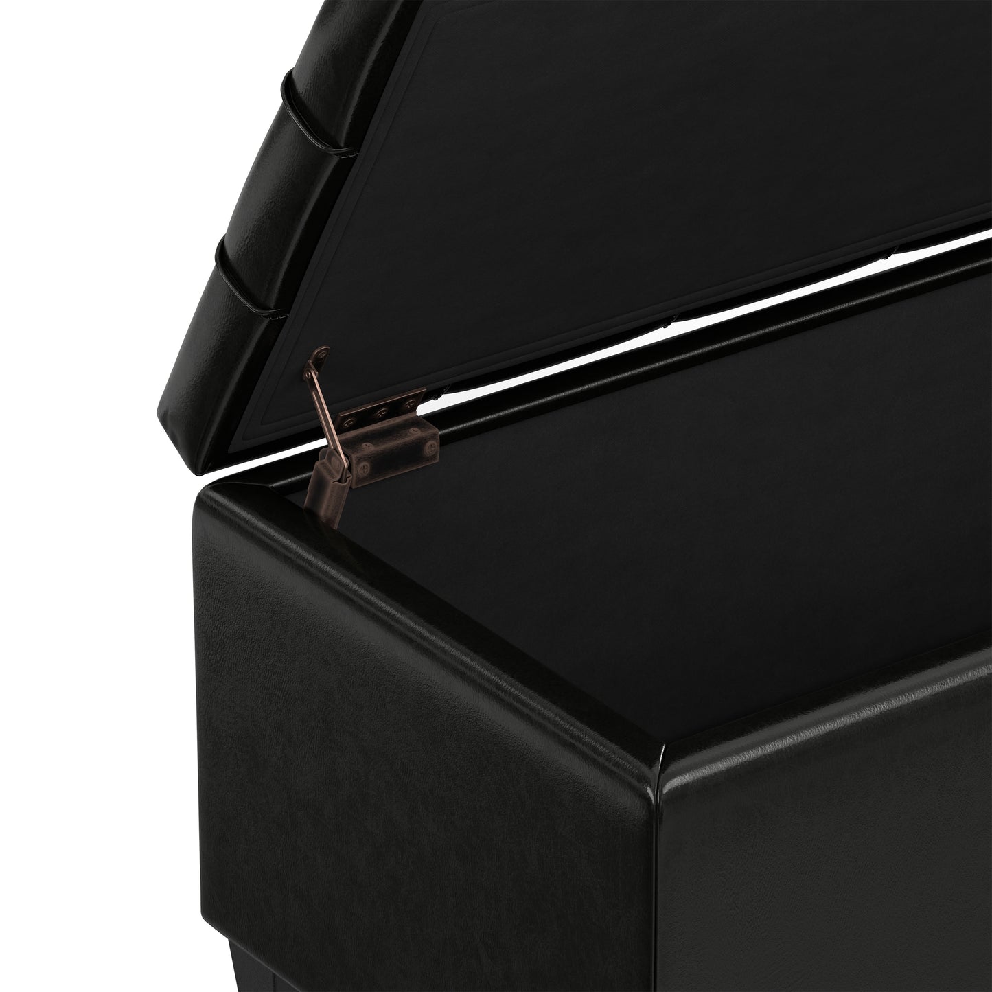 Midnight Black Vegan Leather | Sienna Storage Ottoman in Vegan Leather