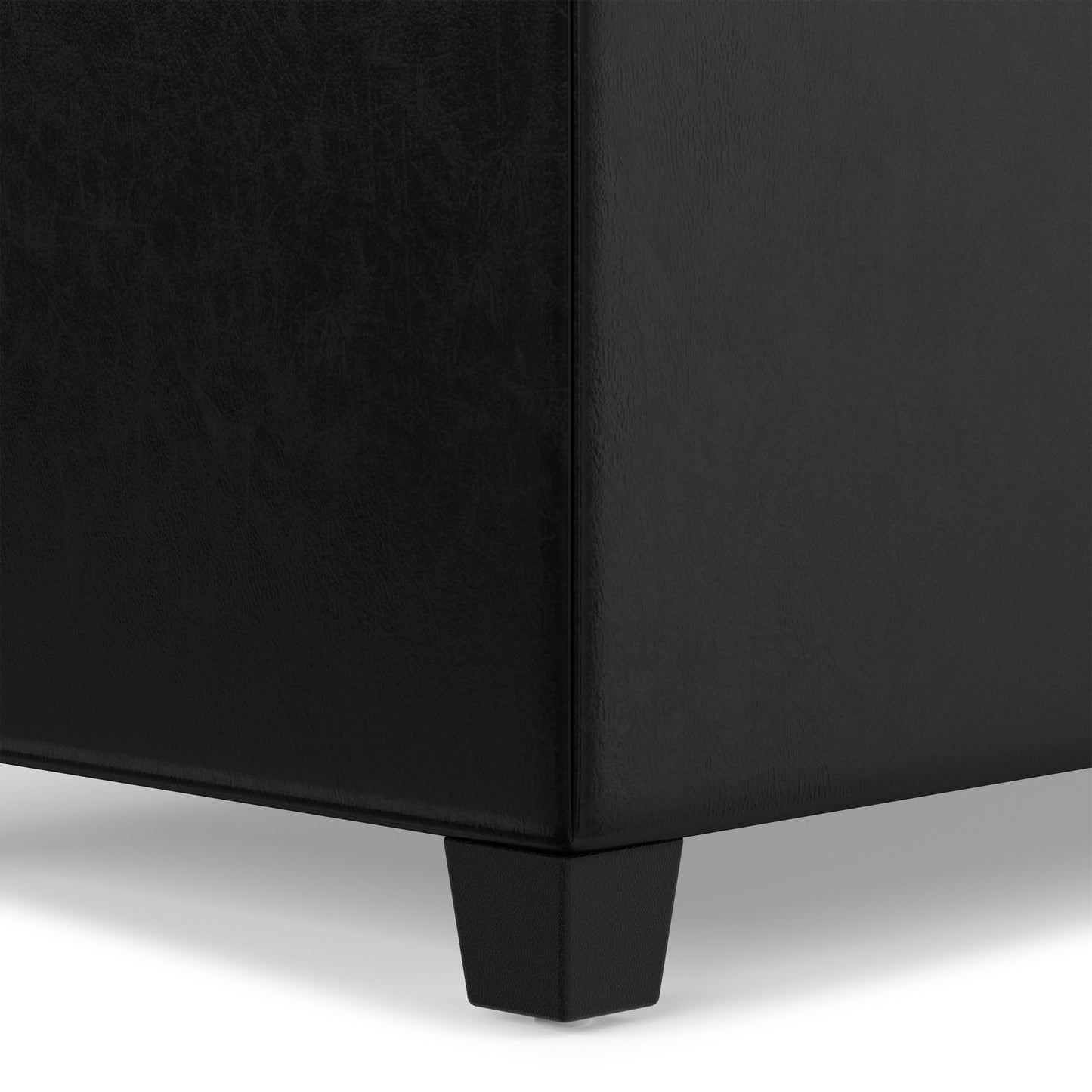 Midnight Black Vegan Leather | Sienna Storage Ottoman in Vegan Leather