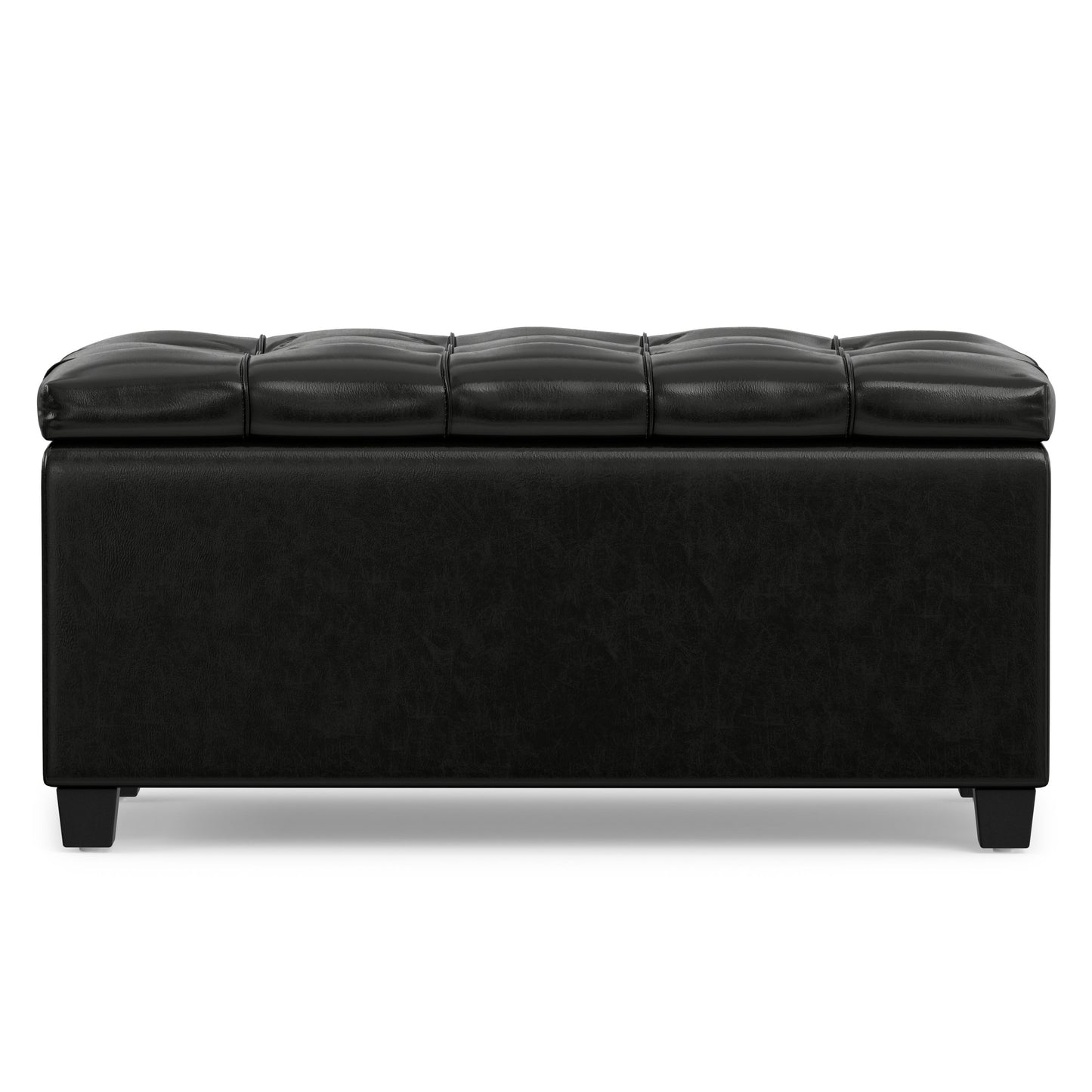 Midnight Black Vegan Leather | Sienna Storage Ottoman in Vegan Leather