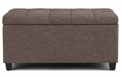 Fawn Brown Linen Style Fabric | Sienna Storage Ottoman Bench 