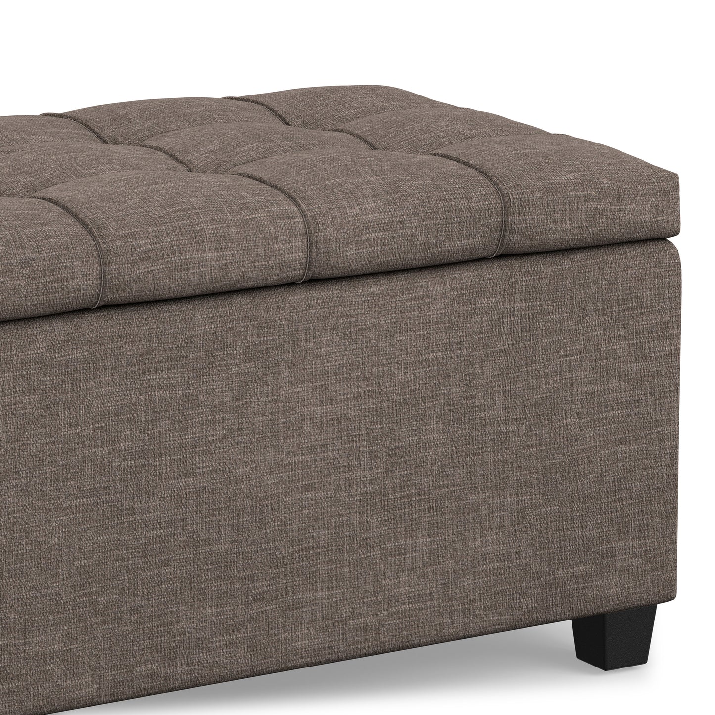 Fawn Brown Linen Style Fabric | Sienna Storage Ottoman in Linen