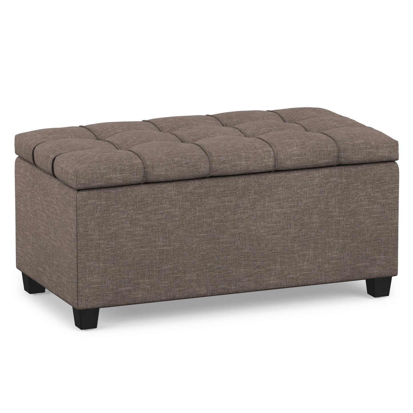 Fawn Brown Linen Style Fabric | Sienna Storage Ottoman in Linen