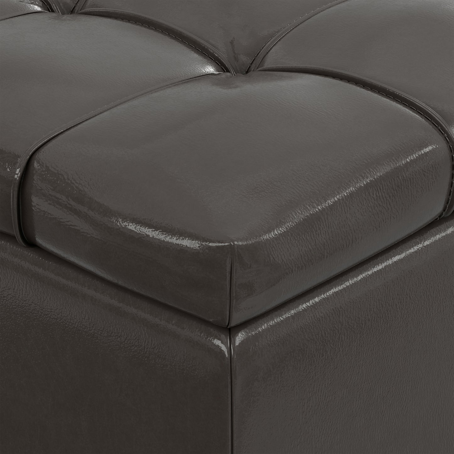 Tanners Brown Vegan Leather | Sienna Storage Ottoman in Vegan Leather