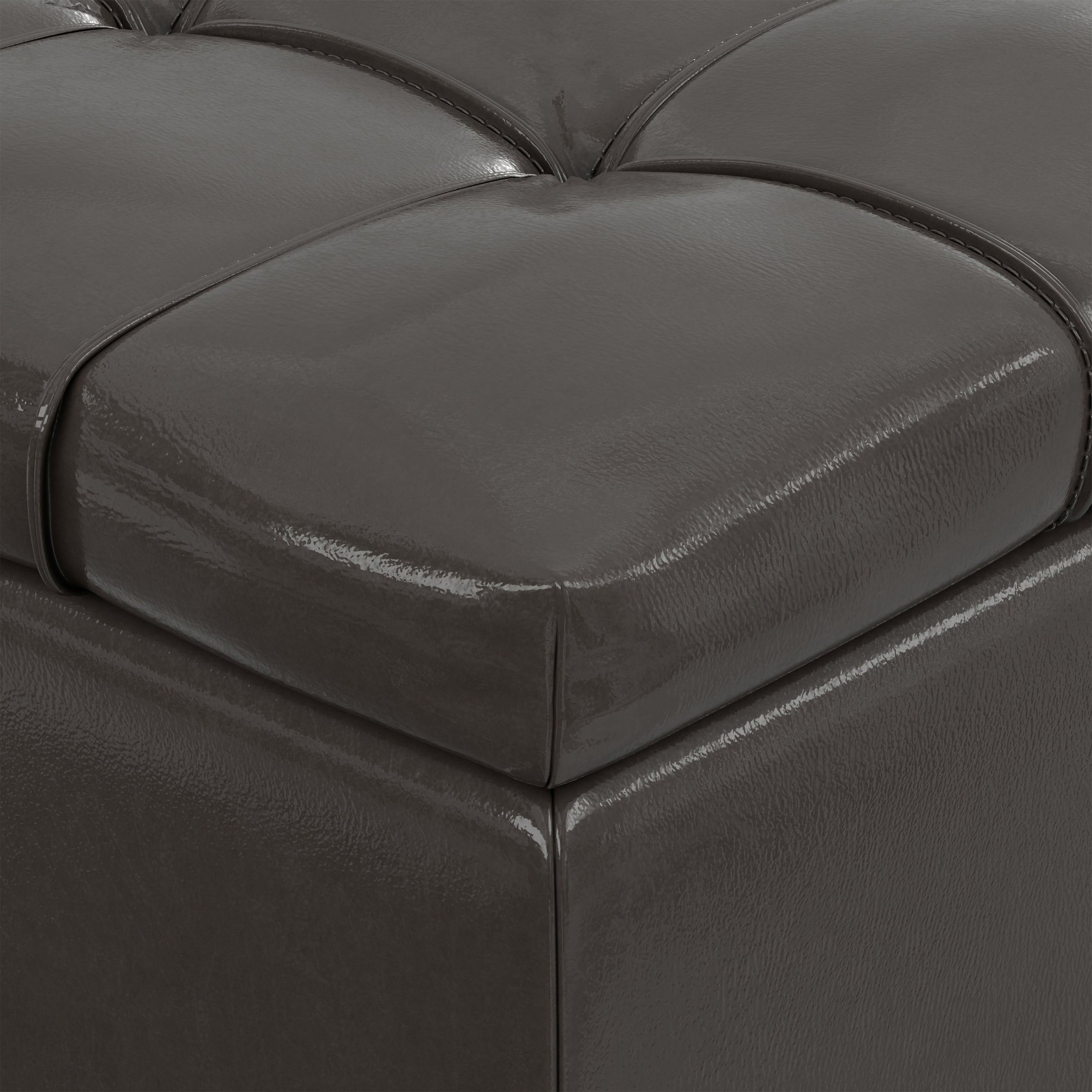 Tanners Brown Vegan Leather | Sienna Storage Ottoman in Vegan Leather
