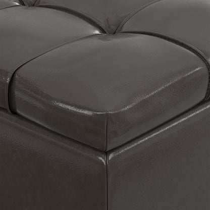Tanners Brown Vegan Leather | Sienna Storage Ottoman in Vegan Leather