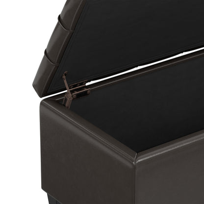 Tanners Brown Vegan Leather | Sienna Storage Ottoman in Vegan Leather