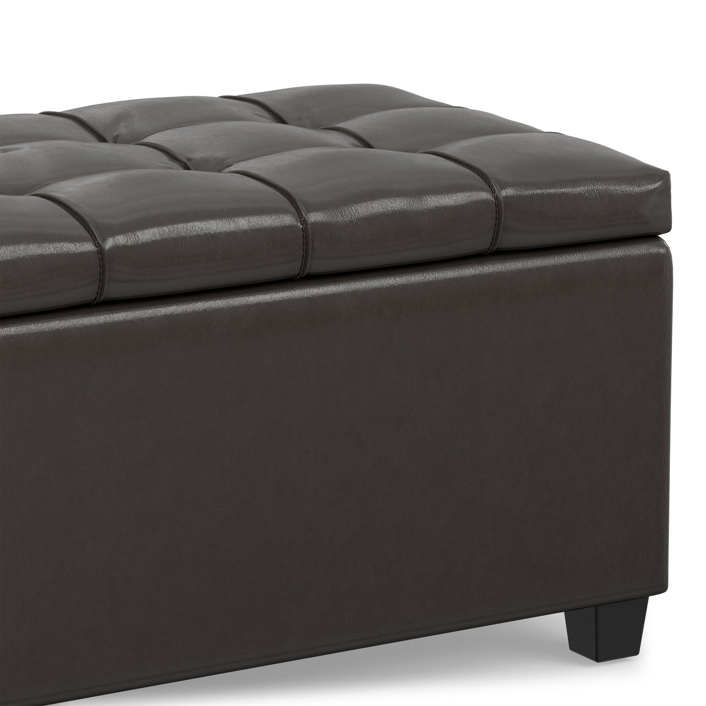 Tanners Brown Vegan Leather | Sienna Storage Ottoman in Vegan Leather