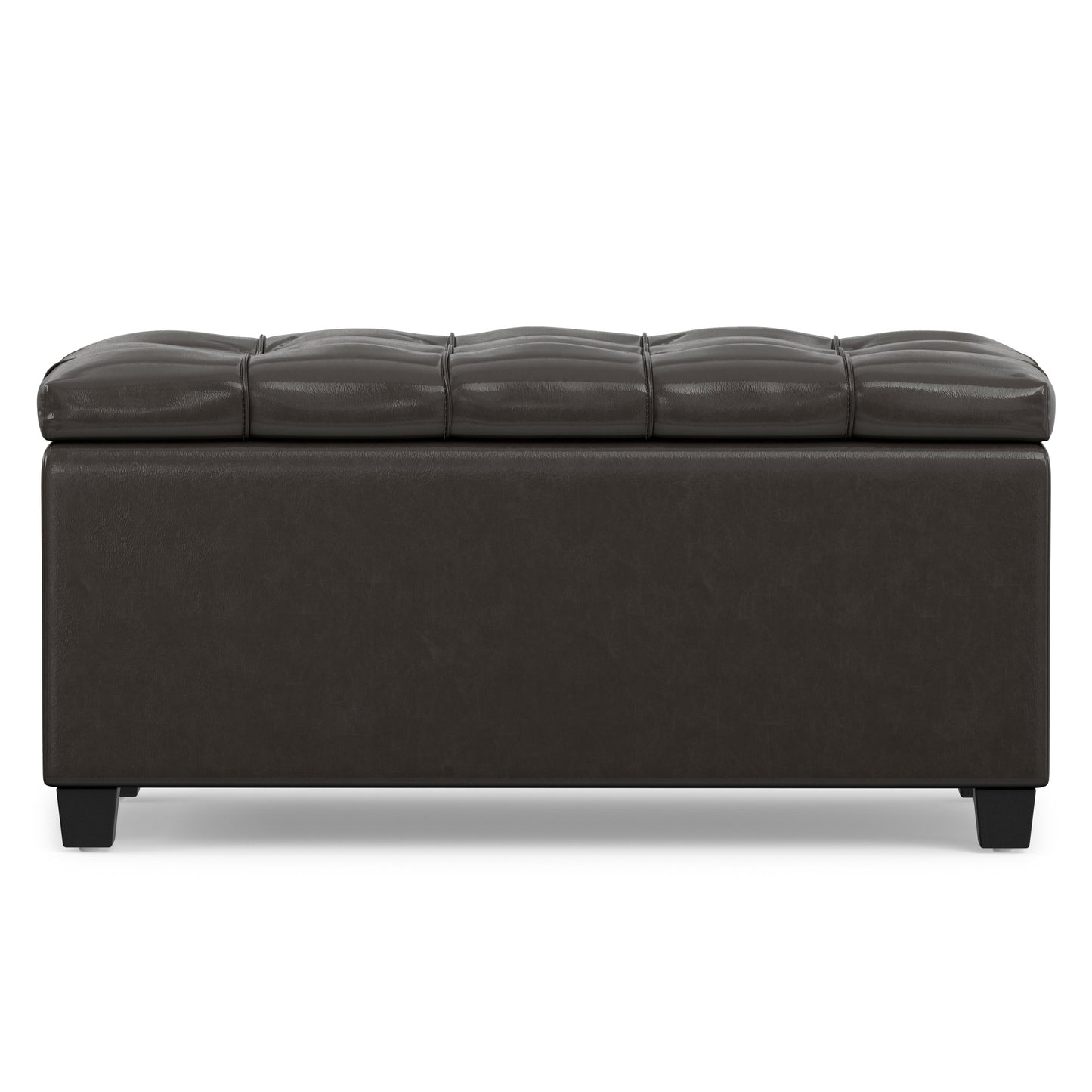 Tanners Brown Vegan Leather | Sienna Storage Ottoman in Vegan Leather