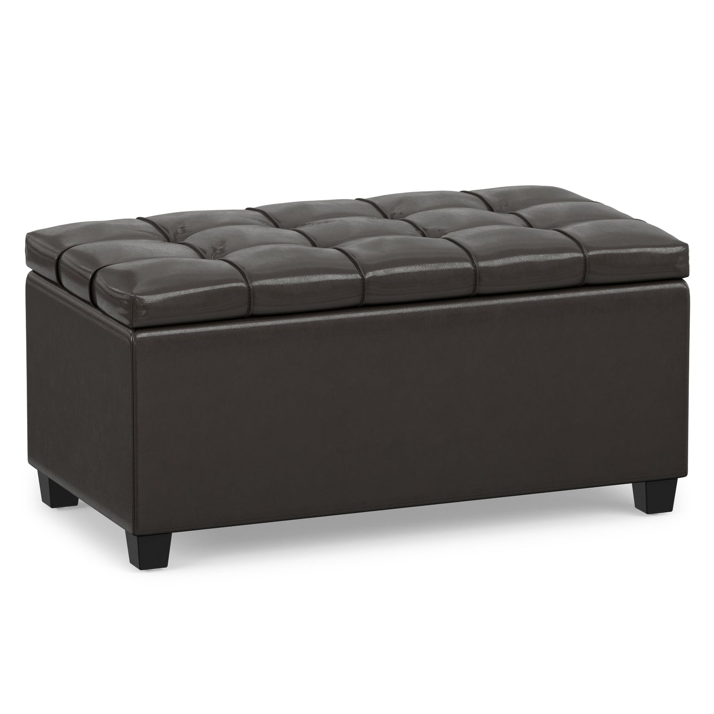 Tanners Brown Vegan Leather | Sienna Storage Ottoman in Vegan Leather