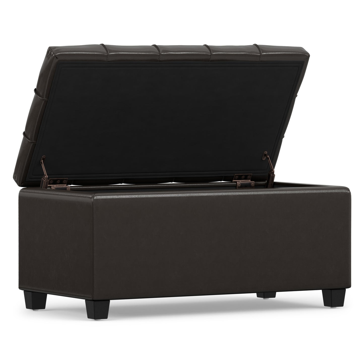 Tanners Brown Vegan Leather | Sienna Storage Ottoman in Vegan Leather