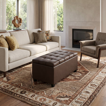 Chocolate Brown Vegan Leather | Sienna Storage Ottoman in Vegan Leather