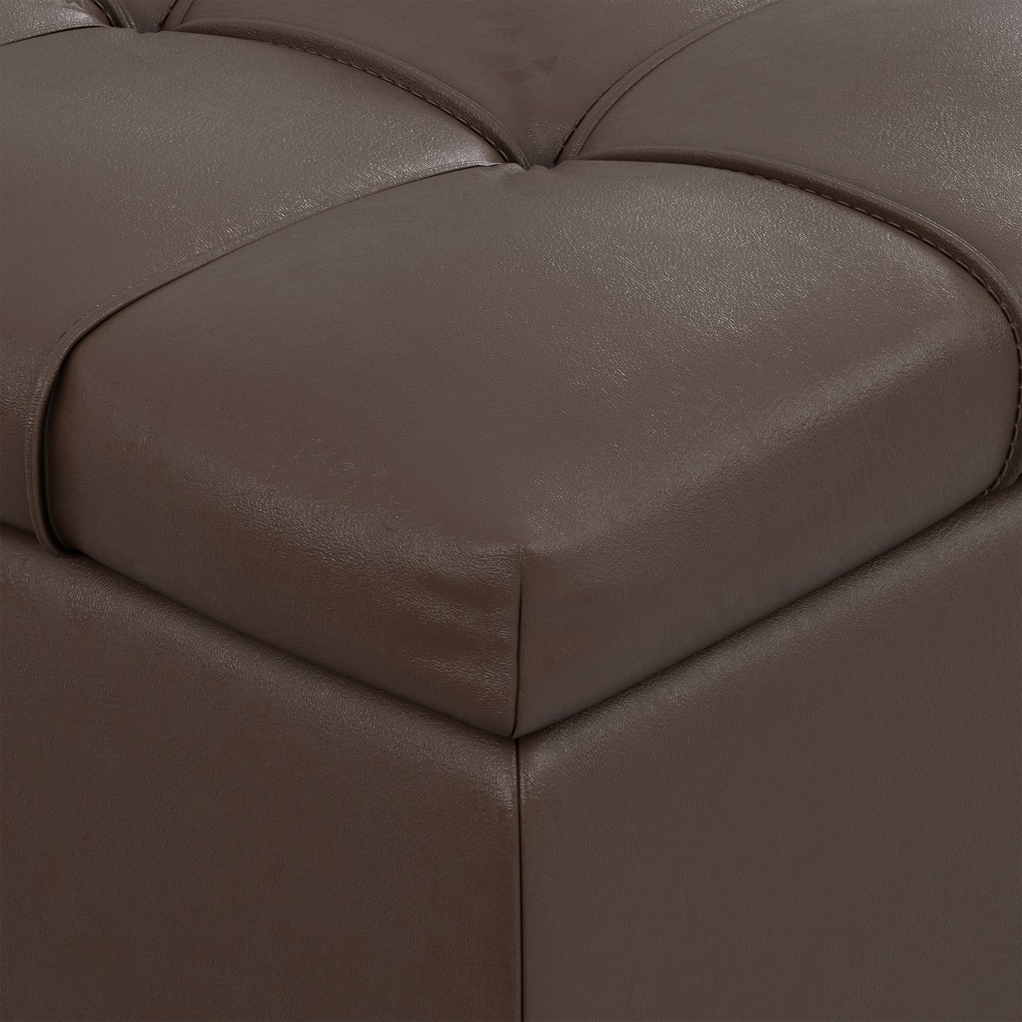 Chocolate Brown Vegan Leather | Sienna Storage Ottoman in Vegan Leather