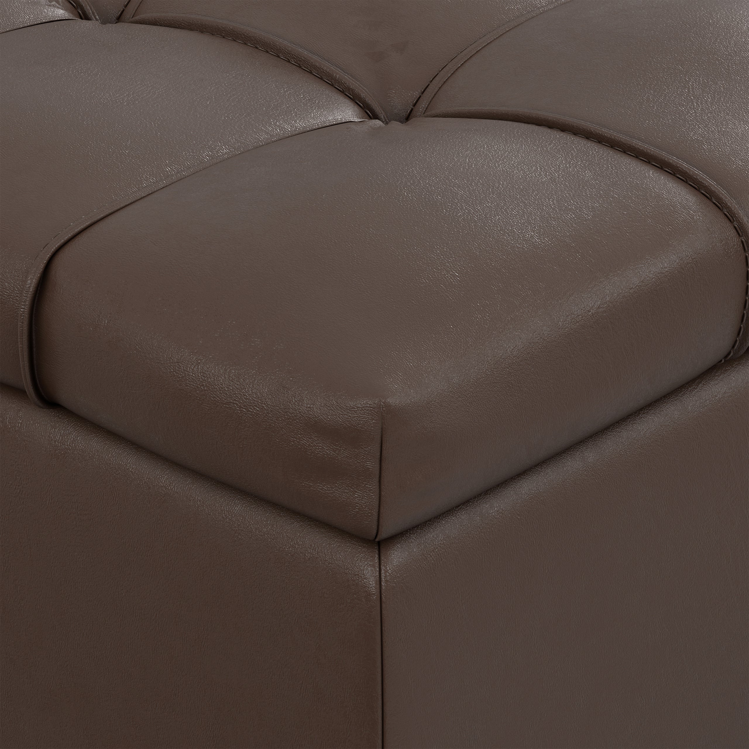Chocolate Brown Vegan Leather | Sienna Storage Ottoman in Vegan Leather