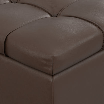 Chocolate Brown Vegan Leather | Sienna Storage Ottoman in Vegan Leather