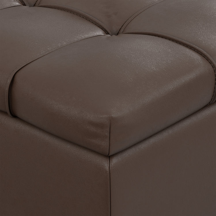 Chocolate Brown Vegan Leather | Sienna Storage Ottoman in Vegan Leather